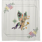 Mystische Grafik, grüne Fee Schmetterling Duschvorhang (Vorderseite)