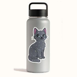 Mystische Graue Glitzerkatze Aufkleber