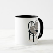 Mystische graue Katze Schlafen mit offenem Auge Tasse (VorderseiteRechts)