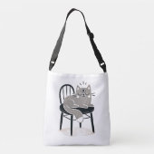 Mystische graue Katze Schlafen mit offenem Auge Tragetaschen Mit Langen Trägern (Rückseite)