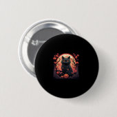 Mystische Halloween_ Schwarze Katze, Kürbis, Große Button (Vorne & Hinten)