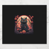 Mystische Halloween_ Schwarze Katze, Kürbis, Große Schaumweinetikett (Einzelnes Label)