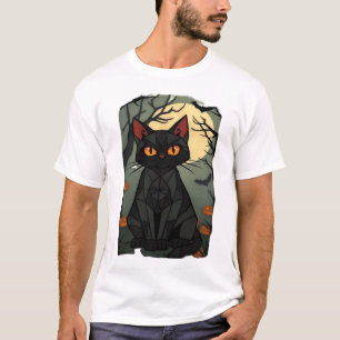Mystische Halloween-Schwarze-Katzen-Kunst - Grusel T-Shirt