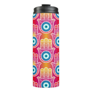 Mystische Hamsa: verziert nahtloses Design. Thermosbecher