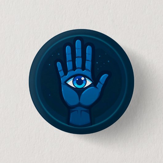 Mystische Hand mit Augensymbol Button (Vorderseite)