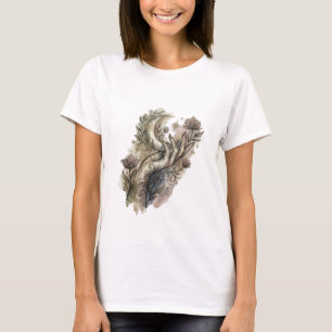 Mystische Hand und Halbmond Boho-Wasserfarben Fl T-Shirt