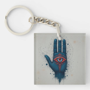 Mystische Handillustration mit rotem Auge Schlüsselanhänger