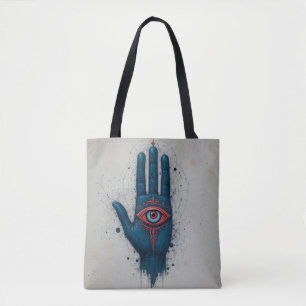 Mystische Handillustration mit rotem Auge Tasche