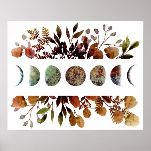 Mystische Herbstmond-Zyklus Bouquet Kunst Printwer Poster (Vorne)