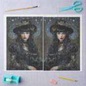 Mystische Hexe mit Katzengespiegeltem Gewebepapier Seidenpapier (Basteln)