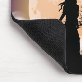 Mystische Hexe, schwarze Katze, Vollmond Mousepad (Ecke)