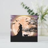 Mystische Hexe und Vollmond Einladung (Stehend Vorderseite)