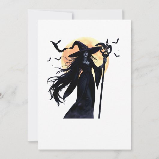 Mystische Hexe unter Vollmond Einladung (Vorderseite)