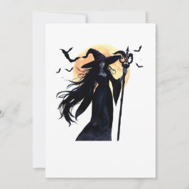 Mystische Hexe unter Vollmond Einladung