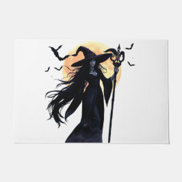 Mystische Hexe unter Vollmond Fußmatte