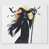 Mystische Hexe unter Vollmond Geschenkpapier (Flach)