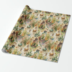 Mystische Hexenflaschen Grün Braun Geschenkpapier