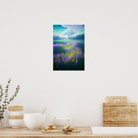 Mystische Hillside, zauberhafter weißer Baum Poster (Küche)