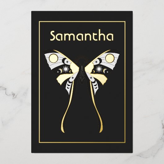 Mystische Himmelsgolden und Silbermonde Folieneinladung (Vorderseite)