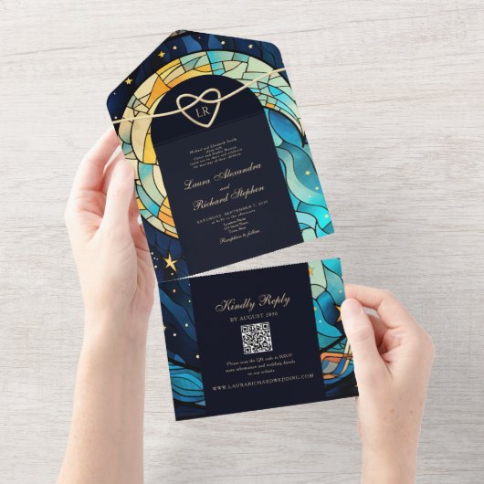 Mystische Himmelshochzeit in einer Einladung (Abreißen)