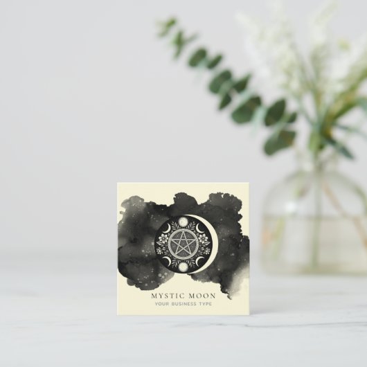 Mystische Himmelsmond-Visitenkarte Quadratische Visitenkarte (Stehend Vorderseite)