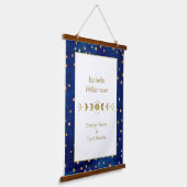 Mystische Himmelsstars Moon Phase Navy Blue Wandteppich Mit Holzrahmen (Gewinkelt)