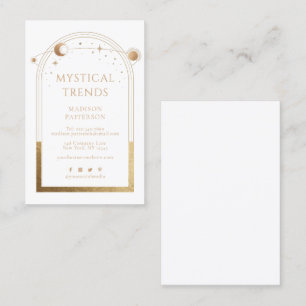 Mystische Himmelswelt White Gold Sun Moon Astronom Visitenkarte