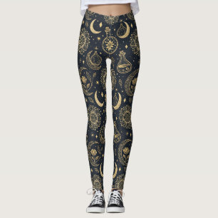 Mystische himmlische Hexenkunst - Goldene Botanik Leggings