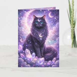 Mystische Himmlische Katzen Mond Galaxie Fantasie Karte