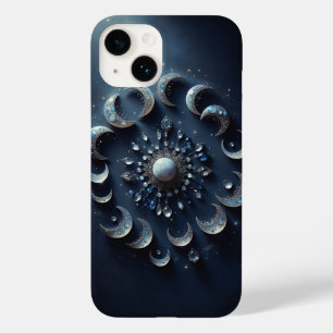Mystische Himmlische Mondphasen - Elegante Blaue E Case-Mate iPhone 14 Hülle