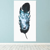 Mystische Hirsche in Waldfedern Große Leinwand (Insitu (Holzboden))