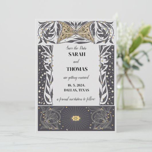 Mystische Hochzeit der Himmelskunst Save The Date (Stehend Vorderseite)