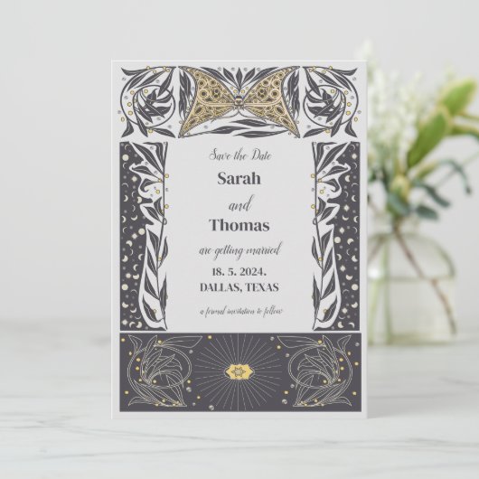 Mystische Hochzeit der Himmelskunst Save The Date (Stehend Vorderseite)