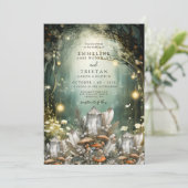 Mystische Hochzeit der verzauberten Wald-Pilze Einladung (Stehend Vorderseite)