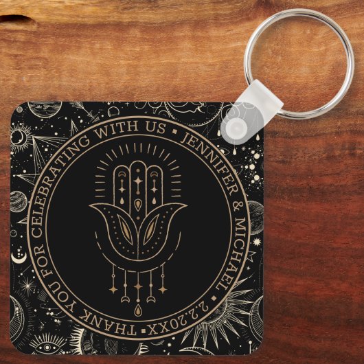 mystische Hochzeit mit schwarzem Gold danke Schlüsselanhänger (Rückseite)