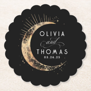 Mystische Hochzeit von Celestial Black und Gold Untersetzer