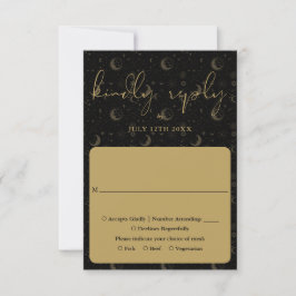 Mystische Hochzeit von Schwarz und Gold RSVP Karte