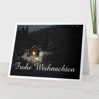 Mystische Hütte im tiefen Wald, Weihnachten Karte