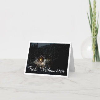 Mystische Hütte im tiefen Wald, Weihnachten Karte