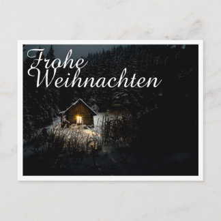 Mystische Hütte im tiefen Wald, Weihnachten Postkarte