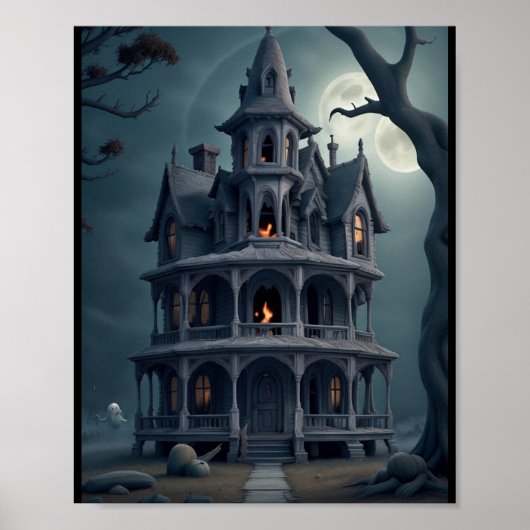 "Mystische Jagd: Halloween Castle Wall Poster" Poster (Vorne)