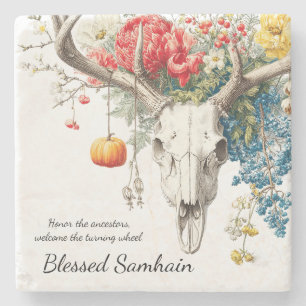 Mystische Jahreszeiten Samhain Hexen-Design Steinuntersetzer