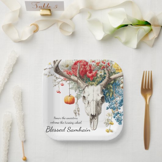 Mystische Jahreszeiten | Samhain Witchy Design Pappteller (Hochzeit)