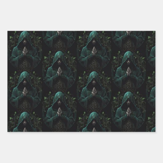 Mystische Kapselung in Schwarz und Weiß Geschenkpapier Set (Vorderseite 2)