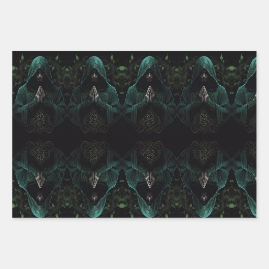 Mystische Kapselung in Schwarz und Weiß Geschenkpapier Set (Vorderseite)