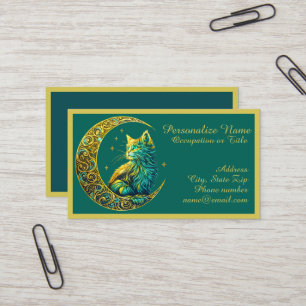 Mystische Katze auf dem Mond Himmelsnacht-Design Visitenkarte