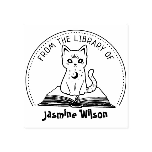Mystische Katze aus der Bibliothek des Buches Gummistempel (Prägung)