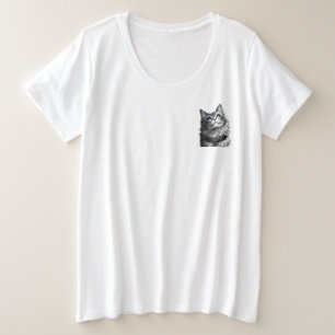 Mystische Katze Blaue Augen Gothic Hexen Kunst Große Größe T-Shirt