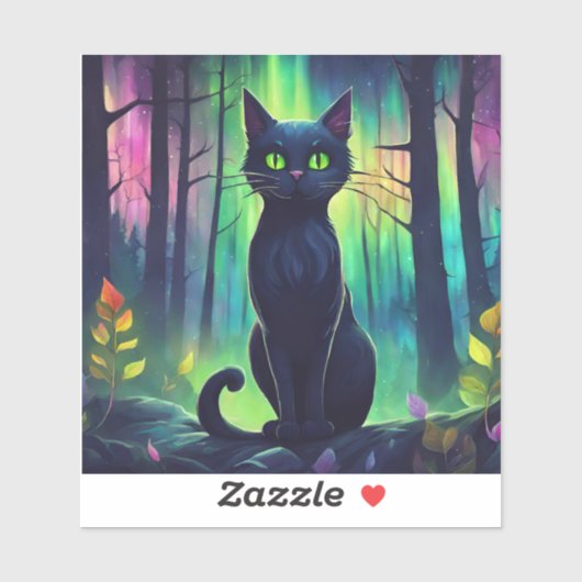 Mystische Katze der Nordlichter Aufkleber (Blatt)