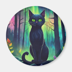 Mystische Katze der Nordlichter Magnet